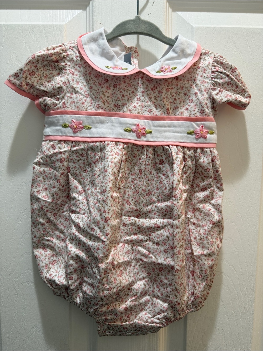 Pink Floral Baby Girls Casual Dress with Peter Pan Collar